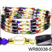 36inch Rainbow Glass, Freshwater Pearl Magnetic Wrap Bracelet Necklace All in One Set